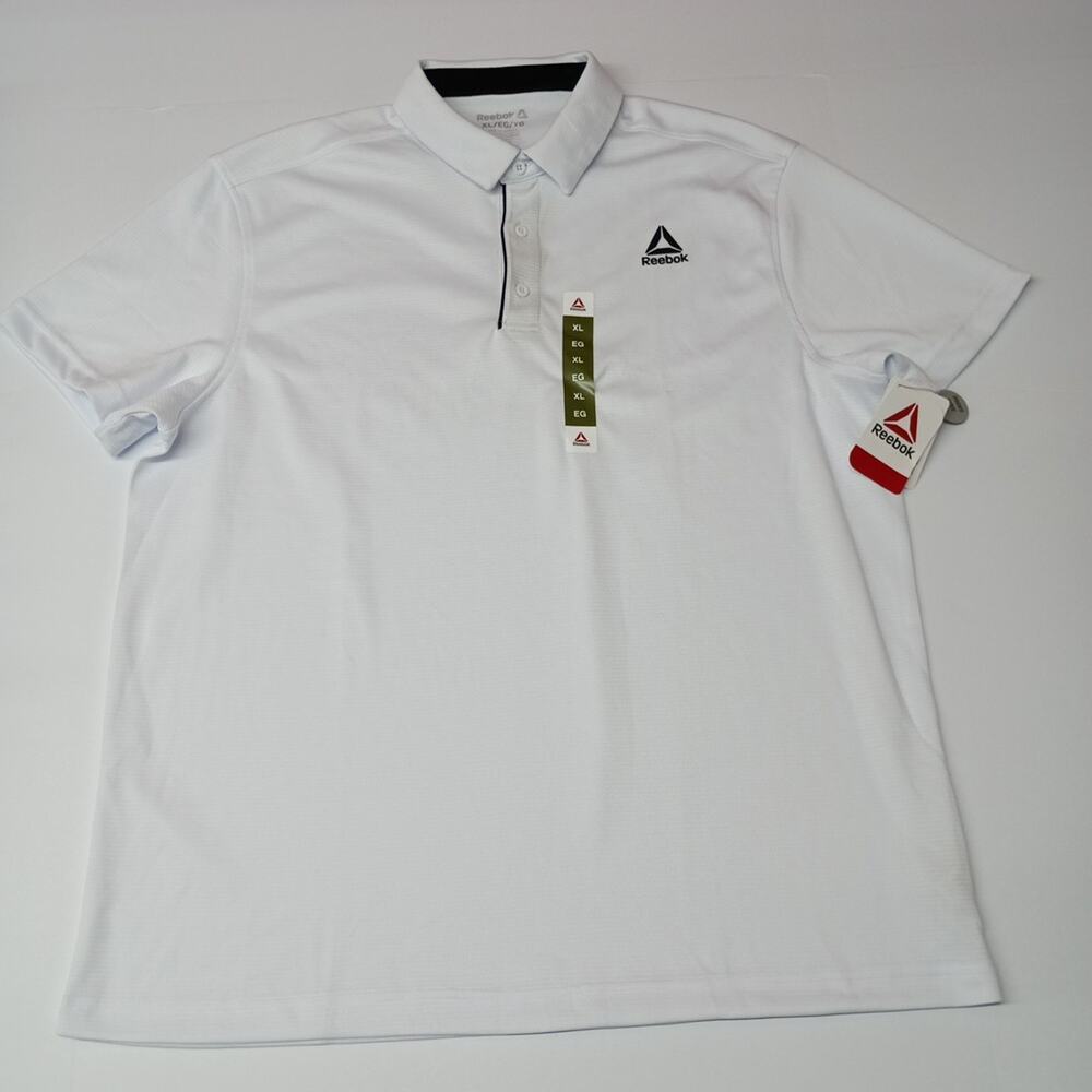 Reebok Perf Polo Shirt Active Wear Men's Size XL White NEW